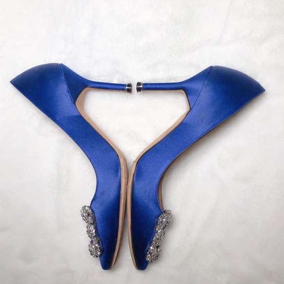 โค๏ธSOLDโค๏ธManolo Blahnik hangisi pumps 100 blue 35 - Picture 4 of 10